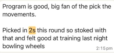 Message from Alex: picked in 2s this round